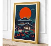 House Beneath the Sun Japandi Canvas Wall Art Print 24x16 Inch