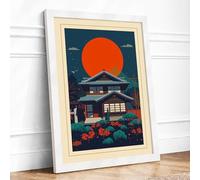 House Beneath the Sun Japandi Framed Wall Art Print A2 (59.4×42cm) White, Wall Decor for Living Room, Bedroom, Office & Home, Ready to Hang, Art Gift
