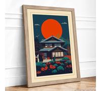 House Beneath the Sun Japandi Framed Wall Art Print A3 (42×29.7cm) Oak, Wall Decor for Living Room, Bedroom, Office & Home, Ready to Hang, Art Gift