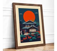 House Beneath the Sun Japandi Framed Wall Art Print A3 (42×29.7cm) Walnut, Wall Decor for Living Room, Bedroom, Office & Home, Ready to Hang, Art Gift
