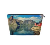 House by The Lake Print Travel Makeup Bag Cosmetic Toiletry Bag Wash Bag Multifunctional Storage with Zipper for Women Girls Silver