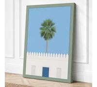 House by the Palm Minimalist Canvas Wall Art Print 18x12 Inch