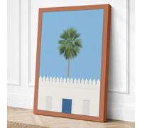 House by the Palm Minimalist Canvas Wall Art Print 18x12 Inch (46 x 30 cm)