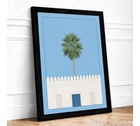 House by the Palm Minimalist Framed Wall Art Print A3 (42×29.7cm) Black,