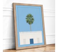 House by the Palm Minimalist Framed Wall Art Print A3 (42×29.7cm) Oak, Wall Decor for Living Room, Bedroom, Office & Home, Ready to Hang, Art Gift