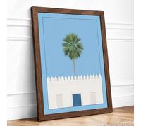 House by the Palm Minimalist Framed Wall Art Print A3 (42×29.7cm) Walnut,