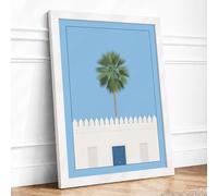House by the Palm Minimalist Framed Wall Art Print A3 (42×29.7cm) White, Wall Decor for Living Room, Bedroom, Office & Home, Ready to Hang, Art Gift
