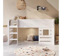 House Cabin Bed with Den in White - Saint