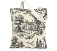 House Canvas Tote Bag for Women, Vintage Rustic Tree Path N/a Black Washable Reusable Market Tote Bags Ideas for Family Friends Colleagues Reading Loves 13x15 Inch