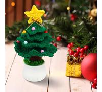 House Christmas Scene Decoration Crochet Christmas Tree Yarn Potted Ornament Small Gift for Xmas Decorations Festival Holiday Party Decor Gifts