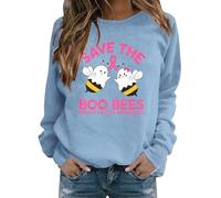 House Coat Women Oversized Front Women's Breast Cancer Halloween Pullover Sports Pullover Sweatshirt for Women (Light Blue, L)