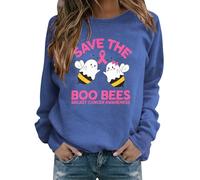 House Coat Women Oversized Front Women's Breast Cancer Halloween Pullover Sports Pullover Sweatshirt for Women (Blue, L)