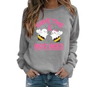 House Coat Women Oversized Front Women's Breast Cancer Halloween Pullover Sports Pullover Sweatshirt for Women (Grey, S)