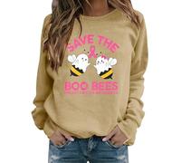 House Coat Women Oversized Front Women's Breast Cancer Halloween Pullover Sports Pullover Sweatshirt for Women (Khaki, M)