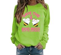 House Coat Women Oversized Front Women's Breast Cancer Halloween Pullover Sports Pullover Sweatshirt for Women (Green, XXL)