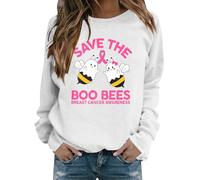 House Coat Women Oversized Front Women's Breast Cancer Halloween Pullover Sports Pullover Sweatshirt for Women (White, M)