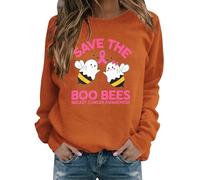 House Coat Women Oversized Front Women's Breast Cancer Halloween Pullover Sports Pullover Sweatshirt for Women (Orange, S)