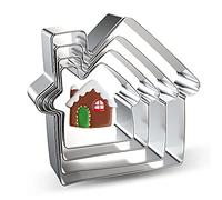 House Cookie Cutters Shapes Set - 4 Pieces Gingerbread House Real Estate Cookie Cutter Biscuit Mold for DIY Chirstmas Day Holiday Party Decorations - Stainless Steel Azflyife