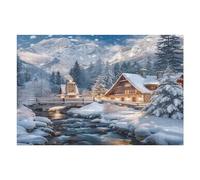 House Covered Mountains 1000 Piece Jigsaw Puzzle for Adults Sick Day Activity Gentle Distraction No Dust Pieces Great Gift for Get Well Soon 1000 PCS