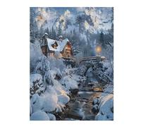 House Covered Mountains 500-piece Jigsaw Puzzle Set Family Puzzle Lovers Brain Training Indoor Game Family Game Night Summer Gift Durable Board 500 PCS