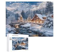 House Covered Mountains 500 Piece Jigsaw Puzzles All AgesJigsaws Evening Wind-Down Activity Challenging Home Decor Stress Relief 500 PCS