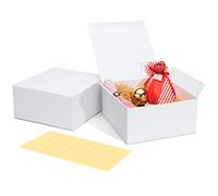HOUSE DAY 10pcs Gift Boxes Paper Gift Boxes with Lids for Gifts, Crafts, Cupcake Packaging Boxes Easy to Assemble Boxes 20 x 20 x 10 cm White