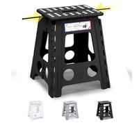 HOUSE DAY 16 inch(40cm) Folding Step Stool - Large Size Kitchen Folding Step Stool for Adults Space Saving Folding Stool for Children & Adult Step Durable Plastic Stool Heavy Duty Foldable Stool-Black