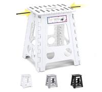 HOUSE DAY 16 inch(40cm) Folding Step Stool - Large Size Kitchen Folding Step Stool for Adults Space Saving Folding Stool for Children & Adult Step Durable Plastic Stool Heavy Duty Foldable Stool-White
