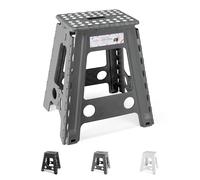 HOUSE DAY 17 inch Folding Step Stool for Adult - Large Heavy Duty Plastic Folding Step Lightweight Step Stools, Easy Carry Fodable stepping Stools for Indoor & Outdoor, Grey