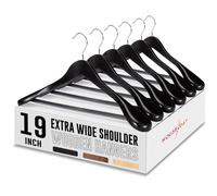 HOUSE DAY 19 Inch Wooden Suit Hangers 6 Pack, Black