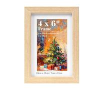 HOUSE DAY 6x4 Photo Frames,100% Solid Wood Picture Frames 6x4 with 3x5" Mount,Wooden A6 Frame Postcard Frame Tabletop and Wall Mounting for Family,Landscape,Pet Memorial,Wedding,Pack of 1