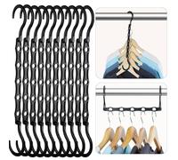 HOUSE DAY Black Magic Space Saving Hangers, Premium Smart Hanger Hooks, Sturdy Cascading Hangers with 5 Holes for Heavy Clothes, Closet Organizers and Storage, College Dorm Room Essentials 10 Pack