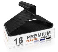 HOUSE DAY Black Plastic Hangers 16 Pack, Space Saving Coat Hangers, Clothes Hanger with Non Slip Hooks, Plastic Clothing Hangers for Closet, Ideal for Everyday Use on Shirts, Coats, Pants, Dress