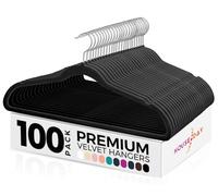 HOUSE DAY Black Velvet Hangers 100 Pack-Premium Clothes Hangers Non-Slip Felt heavy Duty Coathanger, Durable Suit Hanger for Space Saving, No Hanger Marks 360 Rotating