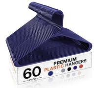 HOUSE DAY Blue Plastic Hangers 60 Pack, Clothes Hangers with Non Slip Hooks, Durable & Space Saving Coat Hanger, Light-Weight Clothing Hangers, Perfect Closet Organizer for Everyday Use