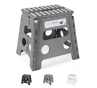 HOUSE DAY Folding Step Stool 13 inch (33cm), Grey, Non-Slip Folding Stools