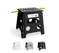 HOUSE DAY Folding Step Stool 13 inch(33cm) Height Medium Heavy Duty Foldable Stool for Adults, Large Foldable Step Non-Slip Folding Stools Portable Plastic Collapsible Step for Kids - Black