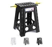 HOUSE DAY Folding Step Stool 18 Inch, Heavy Duty Step Stool for Adults, Portable & Collapsible Stepping Stools, Anti-Slip Stepstool, 330 LBS Capacity, Foldable Steps for DIY, Garage, Bathroom - Black