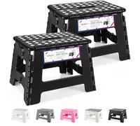 HOUSE DAY Folding Step Stool 9 in, Black, 2 Pack Heavy Duty Foldable Stool
