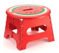 HOUSE DAY Folding Step Stool for Kids, 9 Inch Foldable Stool Watermelon Red
