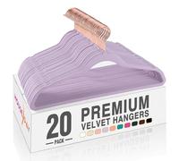 HOUSE DAY Lt-Purple Velvet Hangers 20 Pack, Premium Non-Slip Felt Clothes, Sturdy Heavy Duty Coat, Durable Hangers for Suits, Space Saving with No Hanger Mark, 360° Swivel Rotating Rose Gold Hook