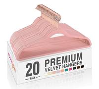 HOUSE DAY Pink Velvet Hangers 20 Pack, Premium Non-Slip Felt Clothes, Sturdy Heavy Duty Coat, Durable Hangers for Suits, Space Saving with No Hanger Mark, 360° Swivel Rotating Rose Gold Hook
