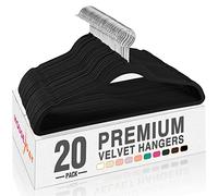 HOUSE DAY Premium Velvet Hangers, Non-Slip Thin Flocked Felt Hangers, Sturdy Clothes Hangers Heavy Duty Coat Hangers & Suit Hangers, Durable Suit Hangers for Closet Space Saving (20 Pack, Black)