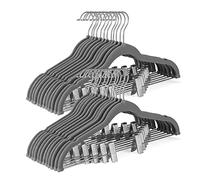 HOUSE DAY Velvet Skirt Hangers 24 Pack, Gray Hangers with Adjustable Clips, Space Saving Slim Velvet Pant Hanger, Heavy Duty Non Slip Clip Hanger for Pants, Skirts, Shorts