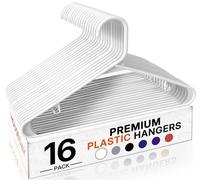 HOUSE DAY White Plastic Hangers 16 Pack, Space Saving Coat Hanger, Clothes Hanger with Non Slip Hooks, Plastic Clothing Hangers for Closet, Ideal for Everyday Use on Shirts, Coats, Pants, Dress