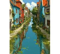 House Diamond Art, 5D DIY Diamond Painting Kits Landscape, Full Drill Crystal Art Painting Kits for Adults Beginners, DIY Cross Stitch Embroidery Crafts Pictures, Home Wall Decor, 90x120cm T-4468