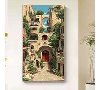 House Diamond Painting Architecture Diamond Art Kits Adults, 5D Crystal Art Kits for Adults Kids DIY Round Full Drill Gem Art Dots Craft Paintings Embroidery Kits Home Wall Decor Gifts 40x80cm uk7-e