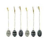 House Doctor Deco Easter egg 3 cm 6 pieces Black-offwhite