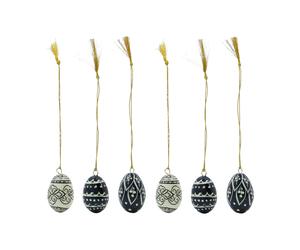 House Doctor Deco Easter egg 3 cm 6 pieces Black-offwhite
