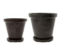 House Doctor - Flower pot with tray 2-pack, Brown H16xØ18/H20xØ22 - Brown